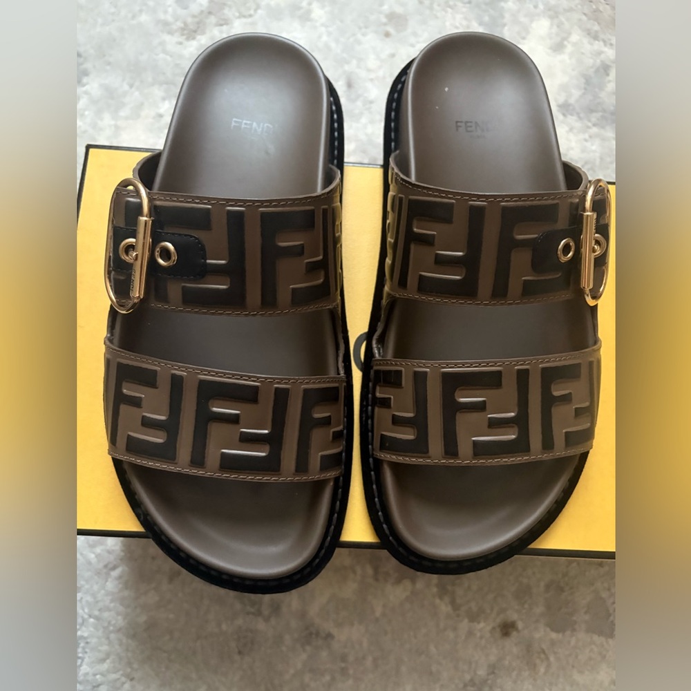Fendi Logo Slide Sandals